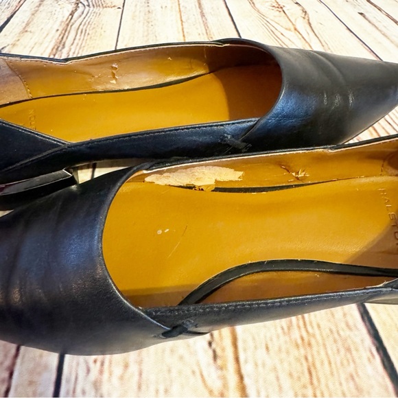 Halston | black leather pointed toe flats 7.5 - Picture 8 of 14